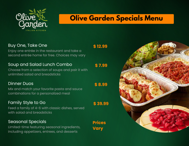 Olive Garden Specials Menu